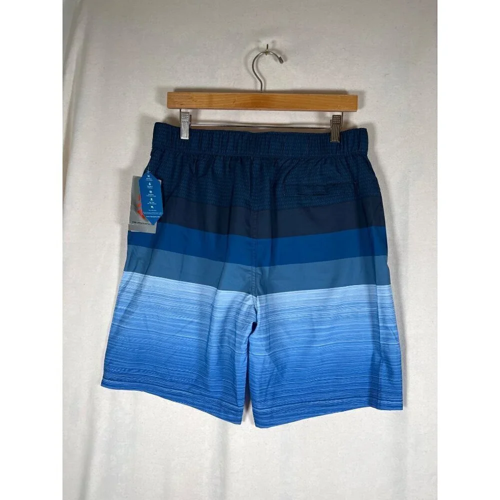 NWT Free Country Mens Size M Blue Swim Shorts Trunks Engineered Color Blocked‎